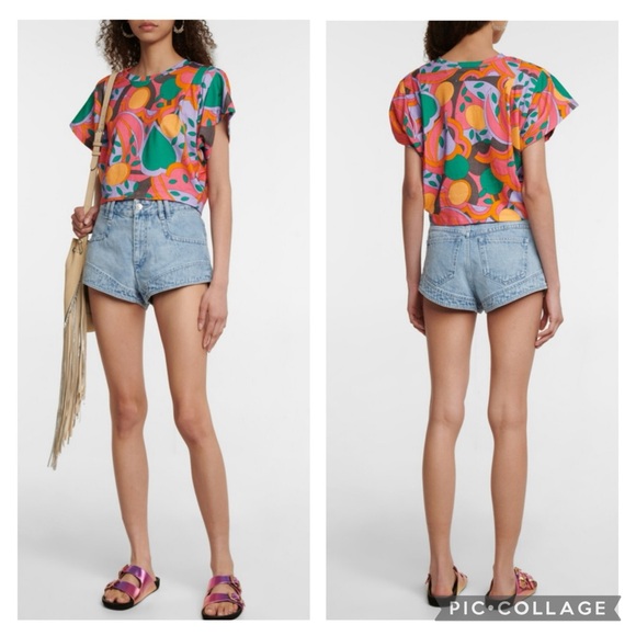 Isabel Marant Zinalia Printed Crop T-Shirt XS - Picture 2 of 9